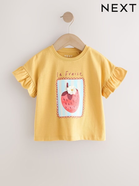 Ochre Yellow Strawberry Short Sleeve T-Shirt (3mths-7yrs) (W60568) | £6 - £8