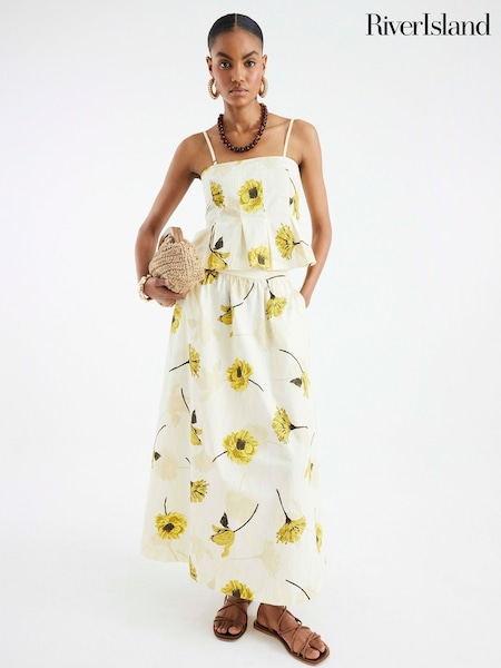 River Island Yellow Printed Maxi Skirt (W60609) | £36