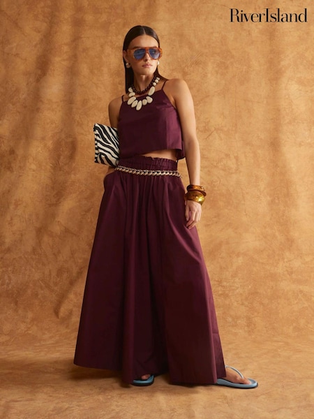 River Island Purple Poplin Maxi Skirt (W60643) | £0