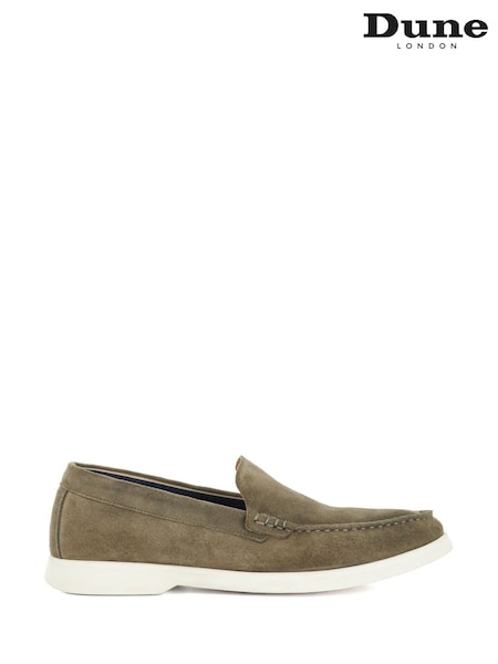 Dune London Green Buftonn White Sole Loafers (W60687) | £99