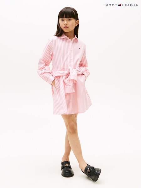 Tommy Hilfiger Pink Mixed Stripe Shirt Dress (W60730) | £55 - £65