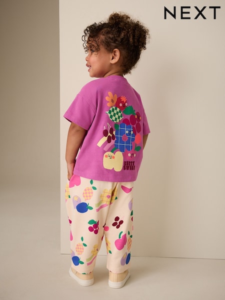 Purple Short Sleeve T-Shirt and Joggers Barrel Set (3mths-7yrs) (W60746) | £12 - £16