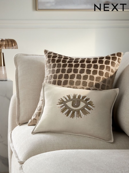 Neutral 30 X 40cm Embellished Chic Eye Cushion (W60806) | £25
