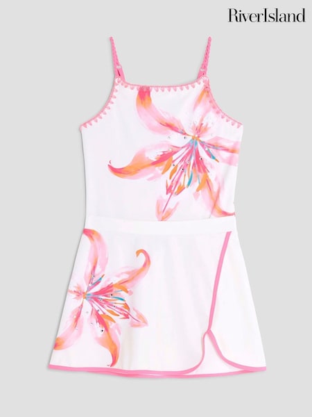 River Island Cream Girls Orchid Placement Swim Set (W60823) | £28