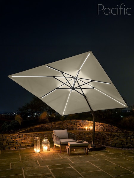 Pacific Champagne Glow Challenger T2 3m Square Free Arm Parasol (W60842) | £720