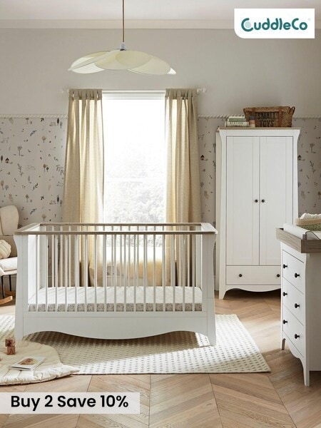 Cuddleco 3 Piece White & Ash Cashmere Clara Nursery Furniture Set (W60917) | £900