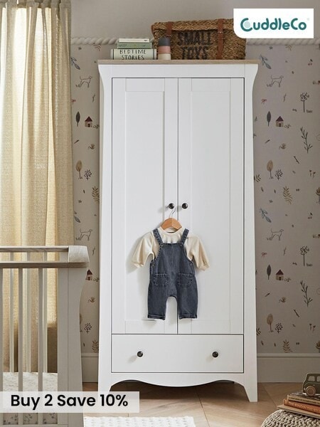 Cuddleco White Clara 2 Door Nursery Wardrobe (W60921) | £400