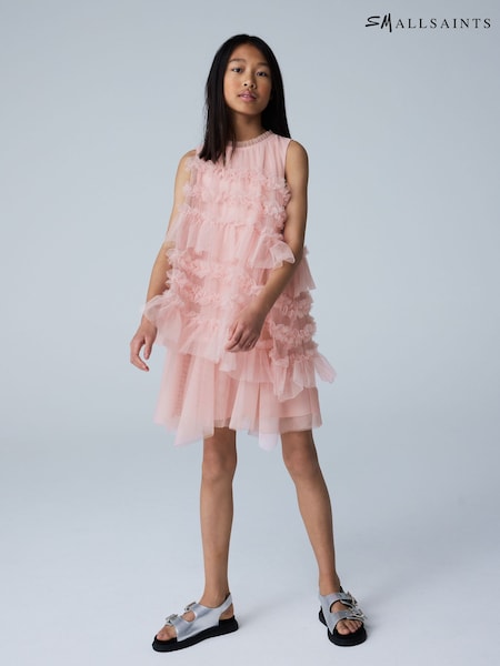 smALLSAINTS Light Pink Frill Mesh Dress (W60936) | £45 - £51