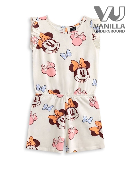 Vanilla Underground White Girls Disney Minnie Mouse Multicoloured Sleeveless Playsuit (W60988) | £18