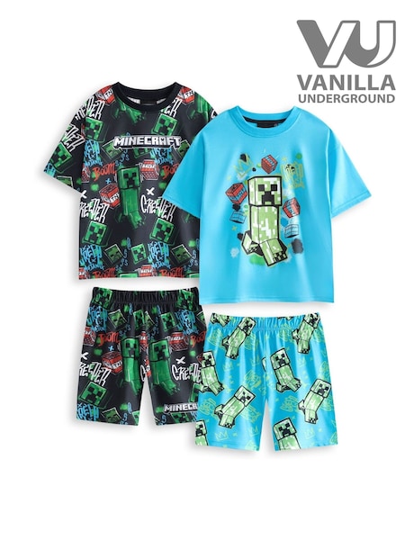 Vanilla Underground Blue Boys Minecraft Multicoloured Short Sleeve Short Leg Pyjamas Set Multi Pack of 2 (W60992) | £25