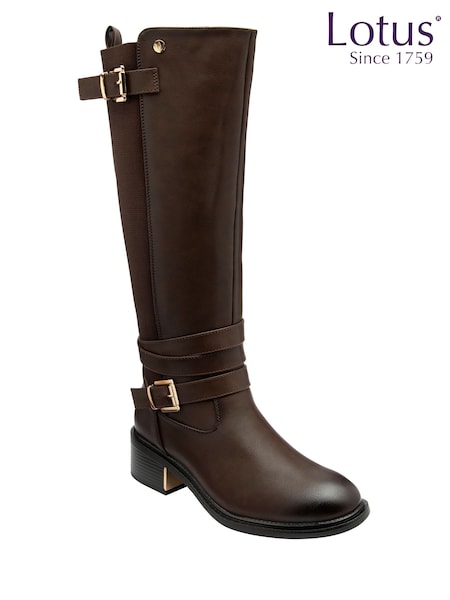Lotus Brown Knee High Boots (W61106) | £80