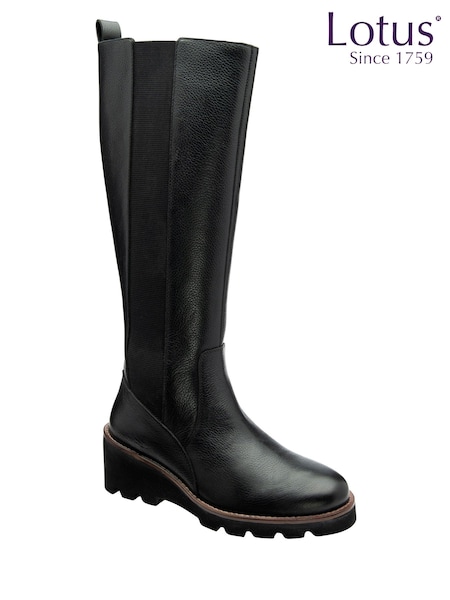 Lotus Black Knee High Boots (W61109) | £99