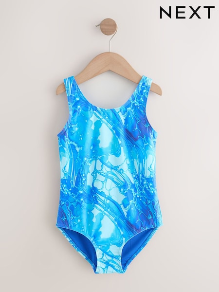 Blue Scoop Neck Swimsuit (3-16yrs) (W61185) | £11 - £16