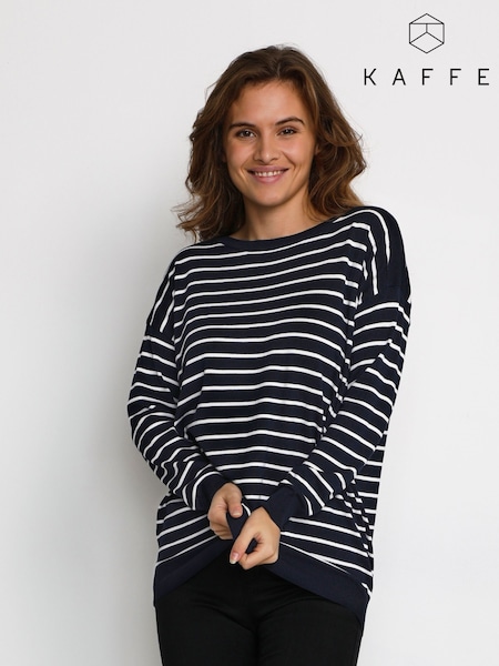 Kaffe Blue Kamala Stripe Long Sleeve Jumper (W61288) | £45