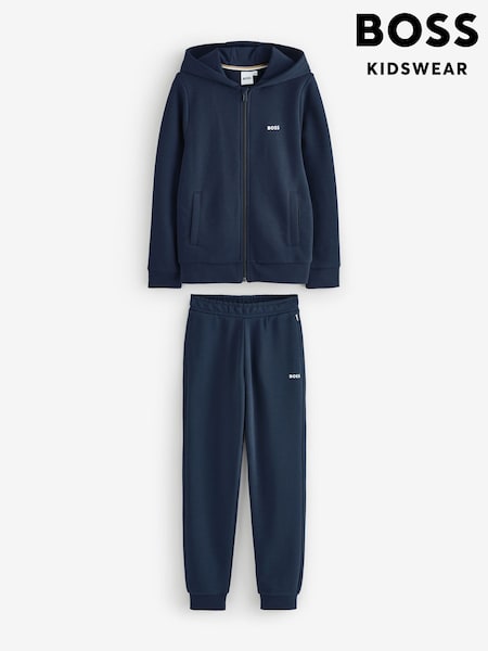 BOSS Blue Logo Joggers and Zip Hoodie Set (W61313) | £160
