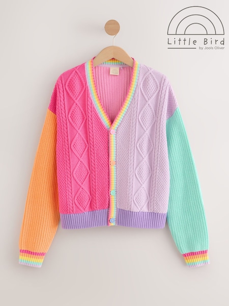 Little Bird by Jools Oliver Pastel Colourblock V-Neck Knitted Button Through Cardigan (W61316) | £38