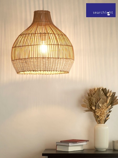 Searchlight Natural/Cream Jenn Rattan Easy Fit Shade (W61341) | £77