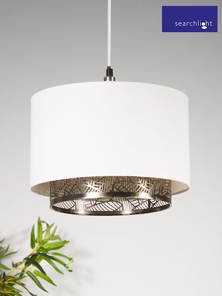 Searchlight White/Pewter Adeline Two Tier Easy Fit Lampshade (W61342) | £39
