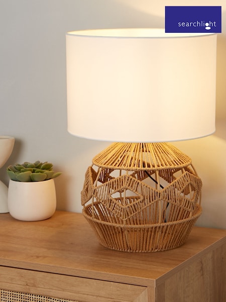 Searchlight Natural/White Kaia Woven Table Lamp (W61345) | £59