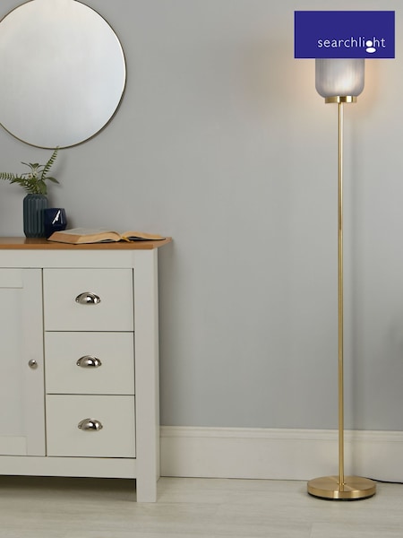 Searchlight Frost Navy/Satin Brass Olivia Floor Lamp (W61360) | £62