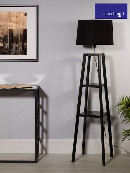 Searchlight Black Renner Wooden Frame Floor Lamp (W61361) | £110