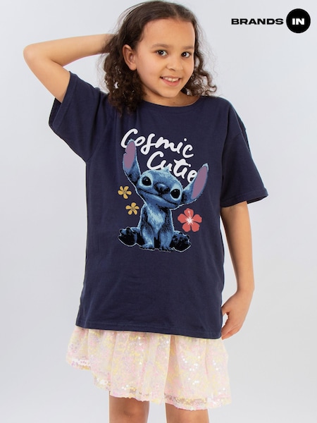 Brands In Blue Disney Stitch Cosmic Cutie 100% Cotton T-Shirt (W61439) | £18