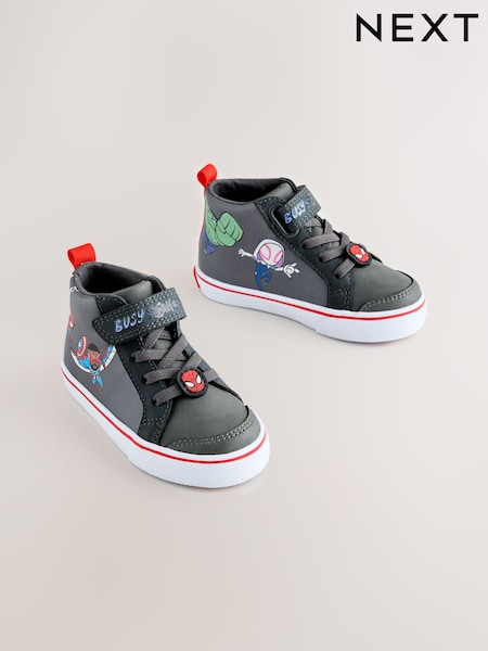 Grey Marvel High Top Touch Fastening Trainers (W61441) | £28 - £32