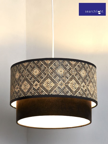 Searchlight Cream/Black/White Georgia Two Tier Easy Fit Lampshade (W61457) | £30