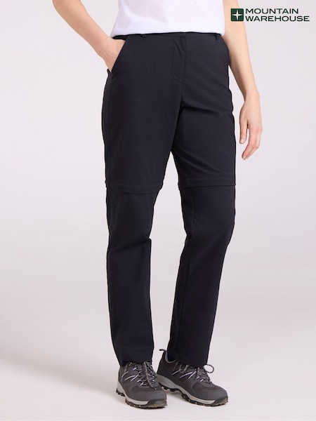 Mountain Warehouse Black Womens Delta Stretch Zip Off Quick Drying UV Max Trousers (W61471) | £45