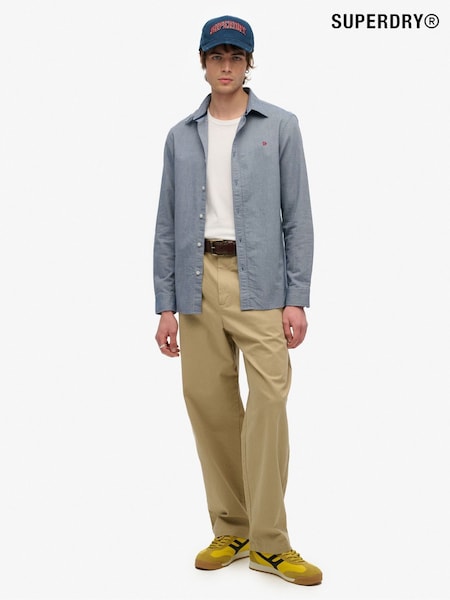 Superdry Blue Classic Oxford Long Sleeve 100% Cotton Shirt (W61496) | £45