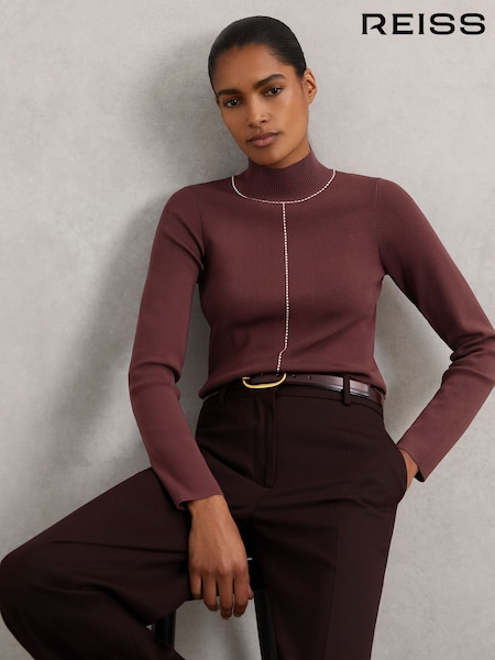 Reiss Burgundy/Camel Kya Jumper (W61525) | £120