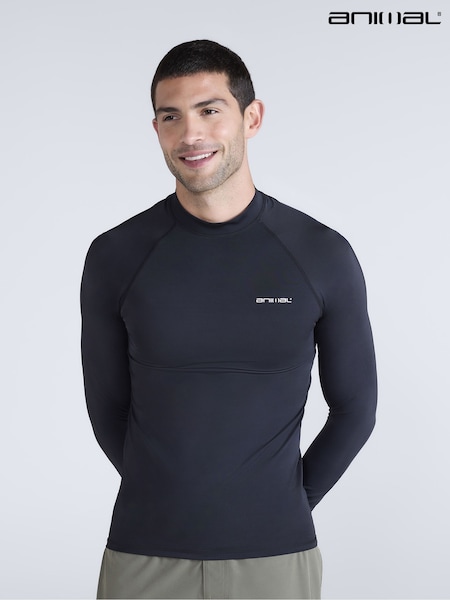 Animal Black Mens Sonny Logo Quick Drying Rash Vest (W61544) | £33
