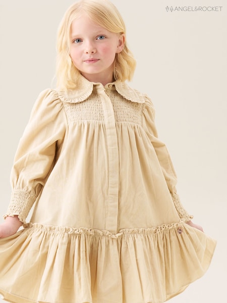 Angel & Rocket Natural Harper Shirred Denim Shirt Dress (W61616) | £30 - £34