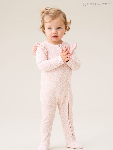 Angel & Rocket Pink Arabella Leopard Print Onesie W Headband (W61619) | £24