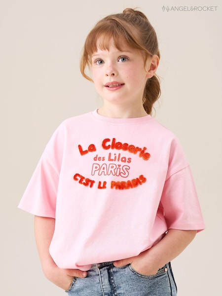 Angel & Rocket Pink Lili Flocked T-Shirt (W61624) | £12 - £16
