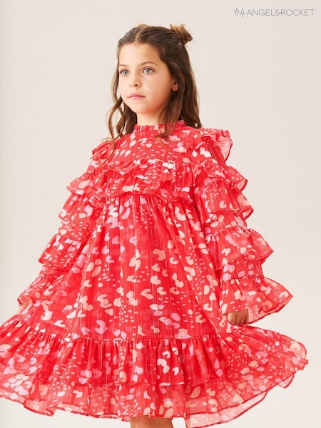 Angel & Rocket Red Imogen Leopard Print Frill Dress (W61654) | £34 - £41