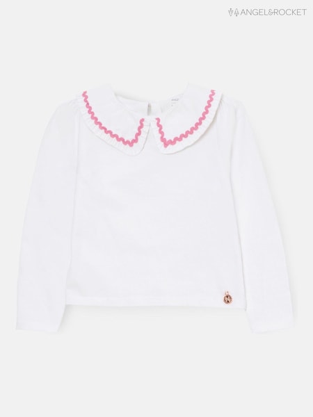 Angel & Rocket White Trinity Collared Long Sleeve Top (W61662) | £16 - £20