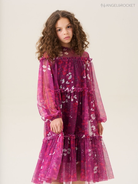 Angel & Rocket Baby Pink Cara Printed Swing Mesh Dress (W61669) | £32 - £39