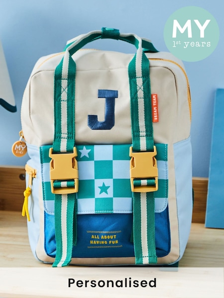 My 1st Years Personalised Medium Dream Team Checkerboard Grab Handle Backpack (W61678) | £41
