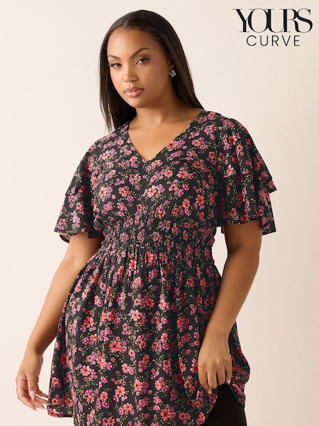 Yours Curve Pink Flutter Sleeve Blouse (W61718) | £29