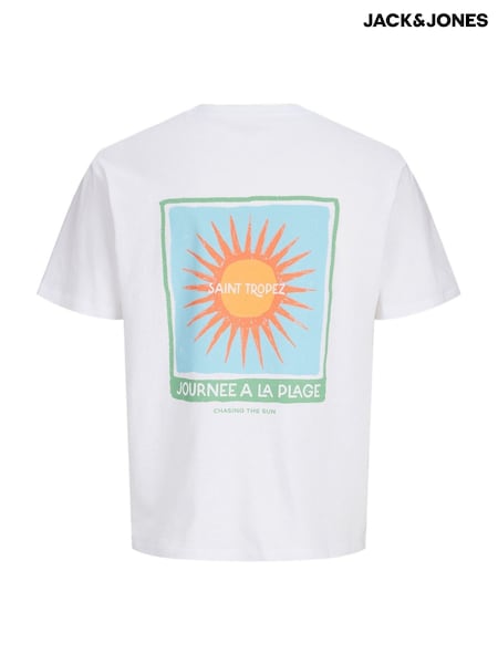 JACK & JONES White Short Sleeve Back Graphic Print T-Shirt (W61745) | £16