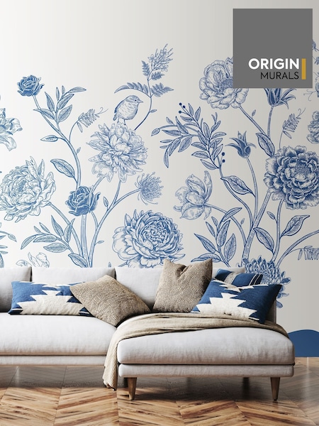 Origin Murals Navy Blue Jacobean Rose Trail Wall Mural (W61769) | £73