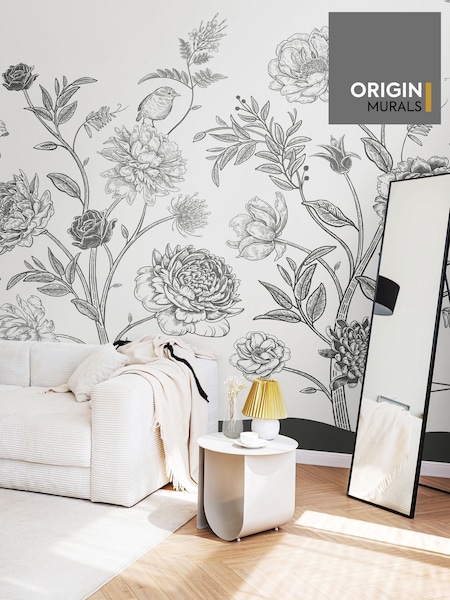 Origin Murals Black and White Skeleton Leaf 2.8m x 3.5m Wall Mural (W61778) | £73