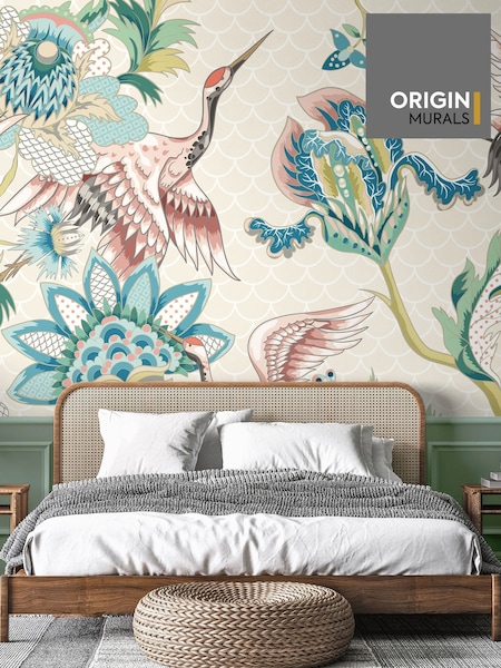 Origin Murals Cream Cranes in Flight Wall Mural (W61782) | £73