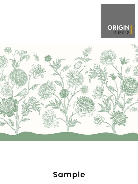Origin Murals Forest Green Jacobean Rose Trail A4 Wallpaper Sample (W61801) | £3