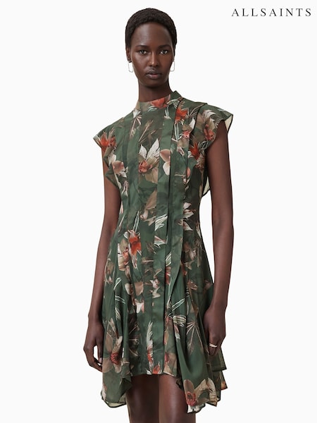 AllSaints Green Fleur Dress (W61810) | £219