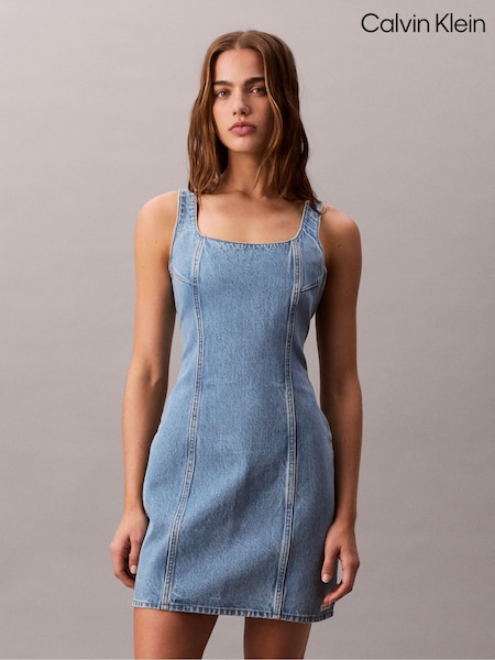 Calvin Klein Blue Denim Scoop Neck Dress (W61990) | £110
