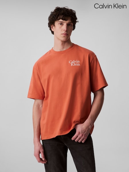 Calvin Klein Orange Short Sleeve Resort T-Shirt (W62042) | £55