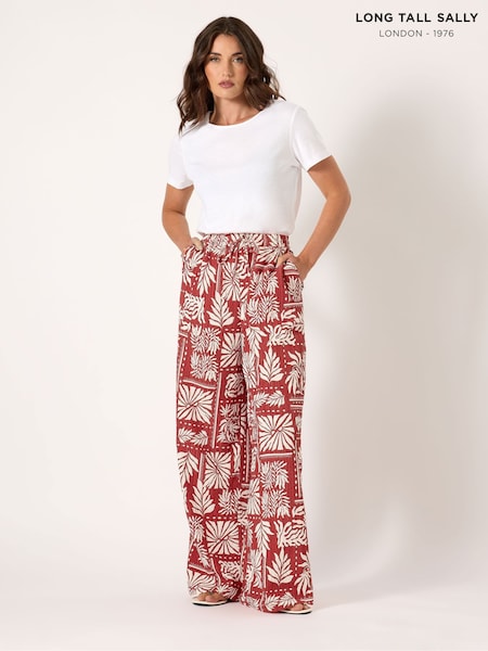 Long Tall Sally Brown Printed Wide Leg Trousers (W62097) | £36