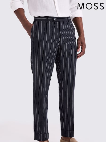 MOSS Blue Floral Wool Trousers (W62102) | £90